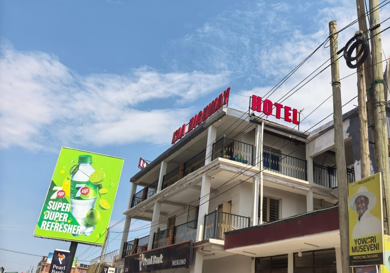 KAA Highway Hotel building with signage on the Kampala-Jinja highway in Mukono, Uganda